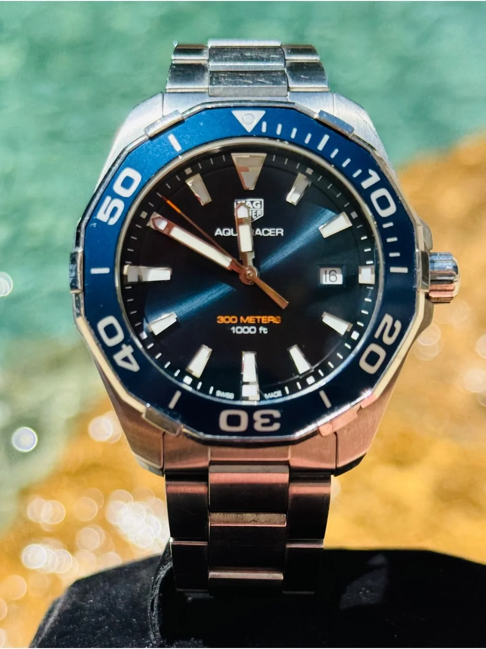 TAG Heuer Aquaracer Quartz 43mm Blue Sunburst Dial | Date | 300m SS Bracelet